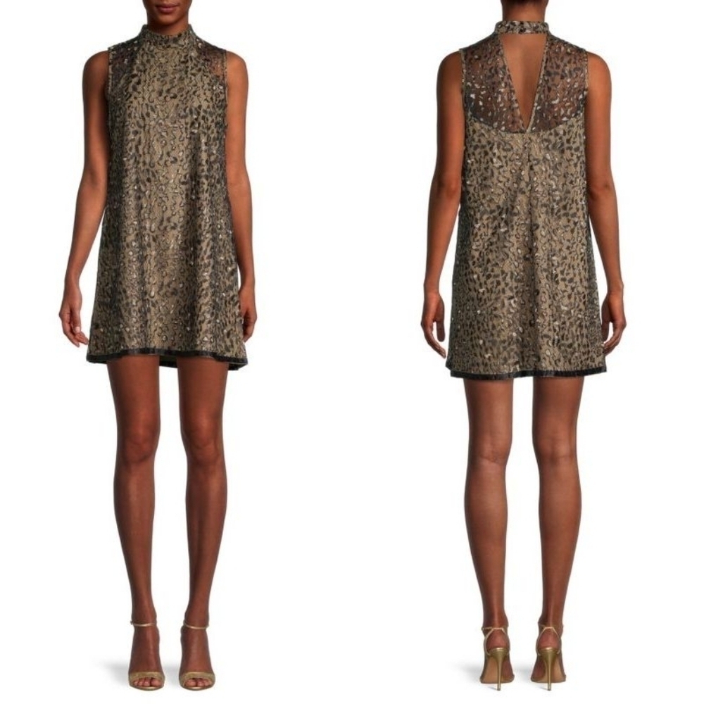 Betsy Johnson Leopard Embroidery Mesh Dress